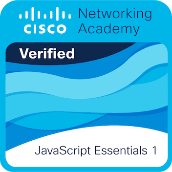 Cisco: JavaScript Essentials 1 certificate